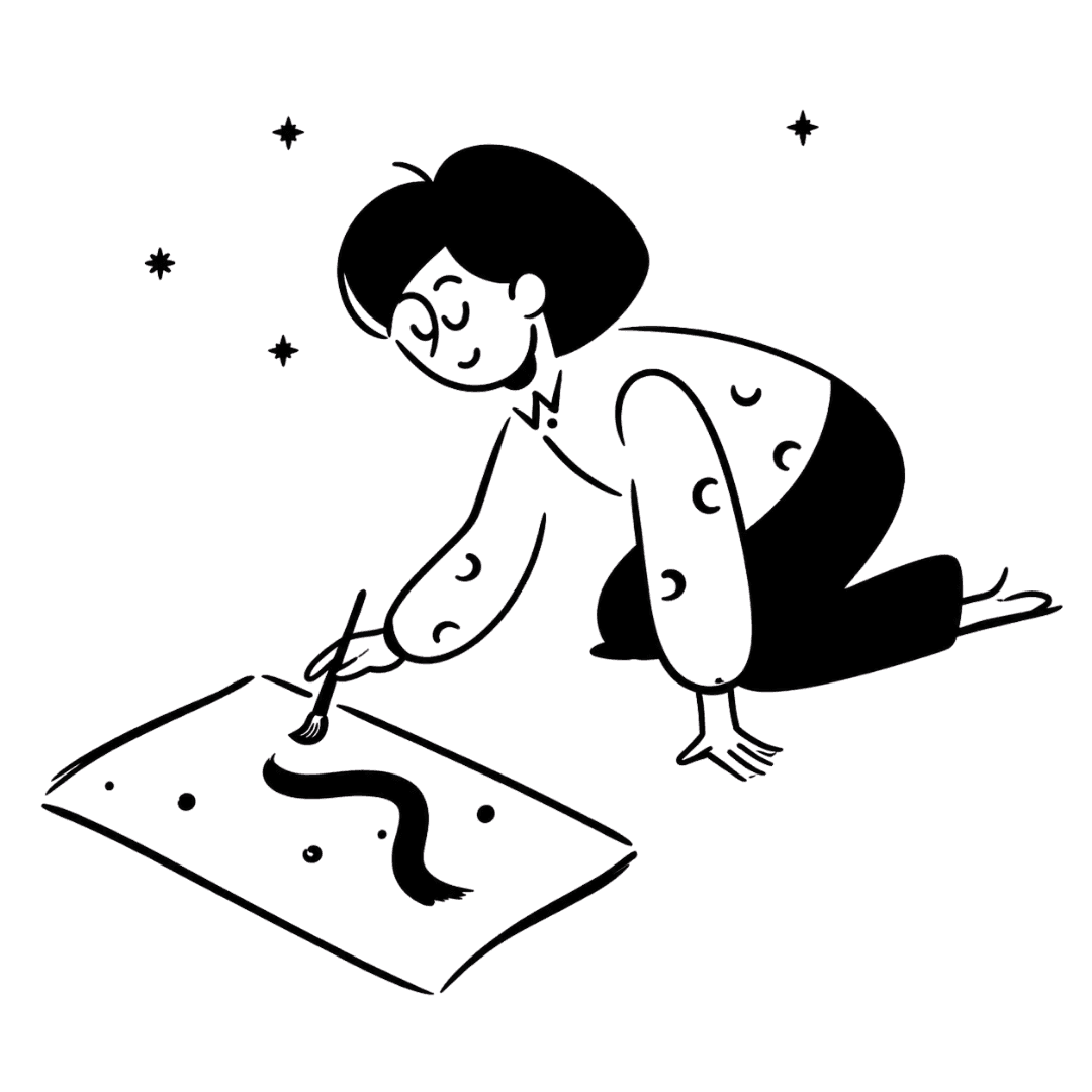 Creator making artwork